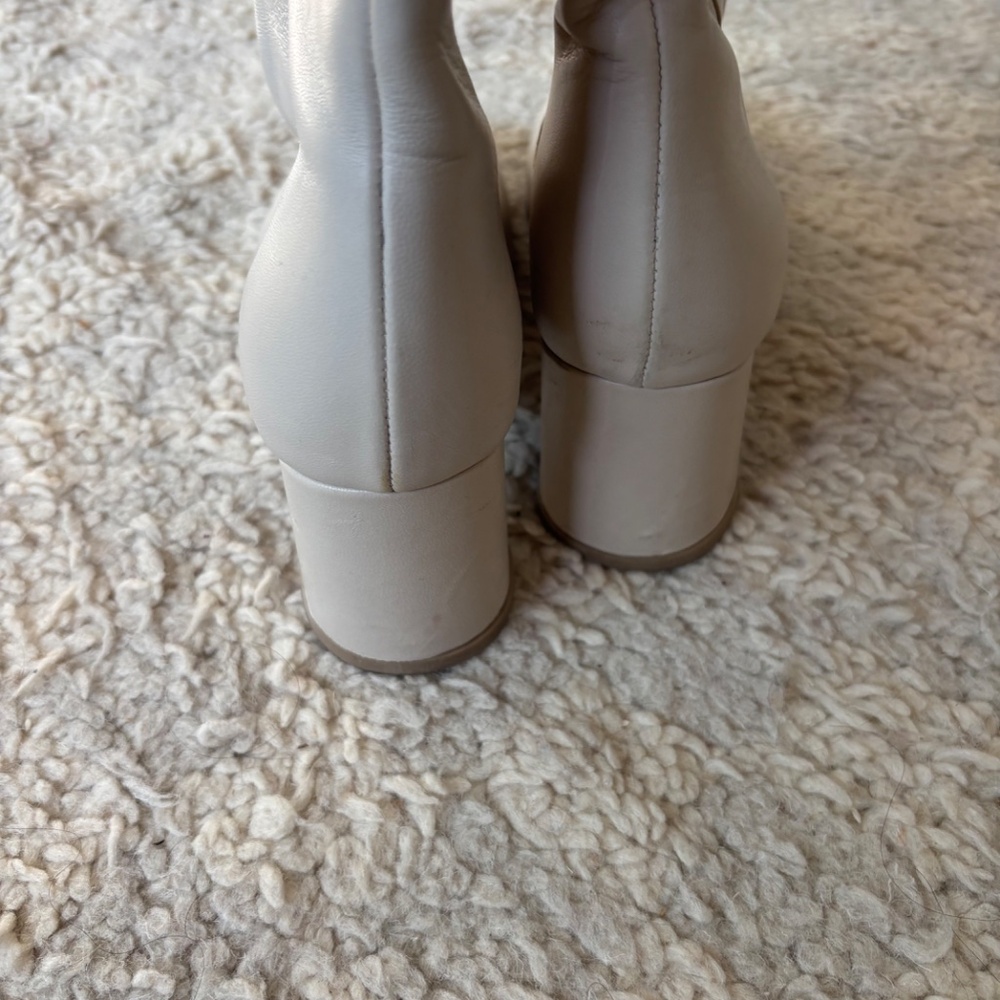 Loq Boots Knee High Heels Off White Glove Leather 37 7 - Picture 6 of 10